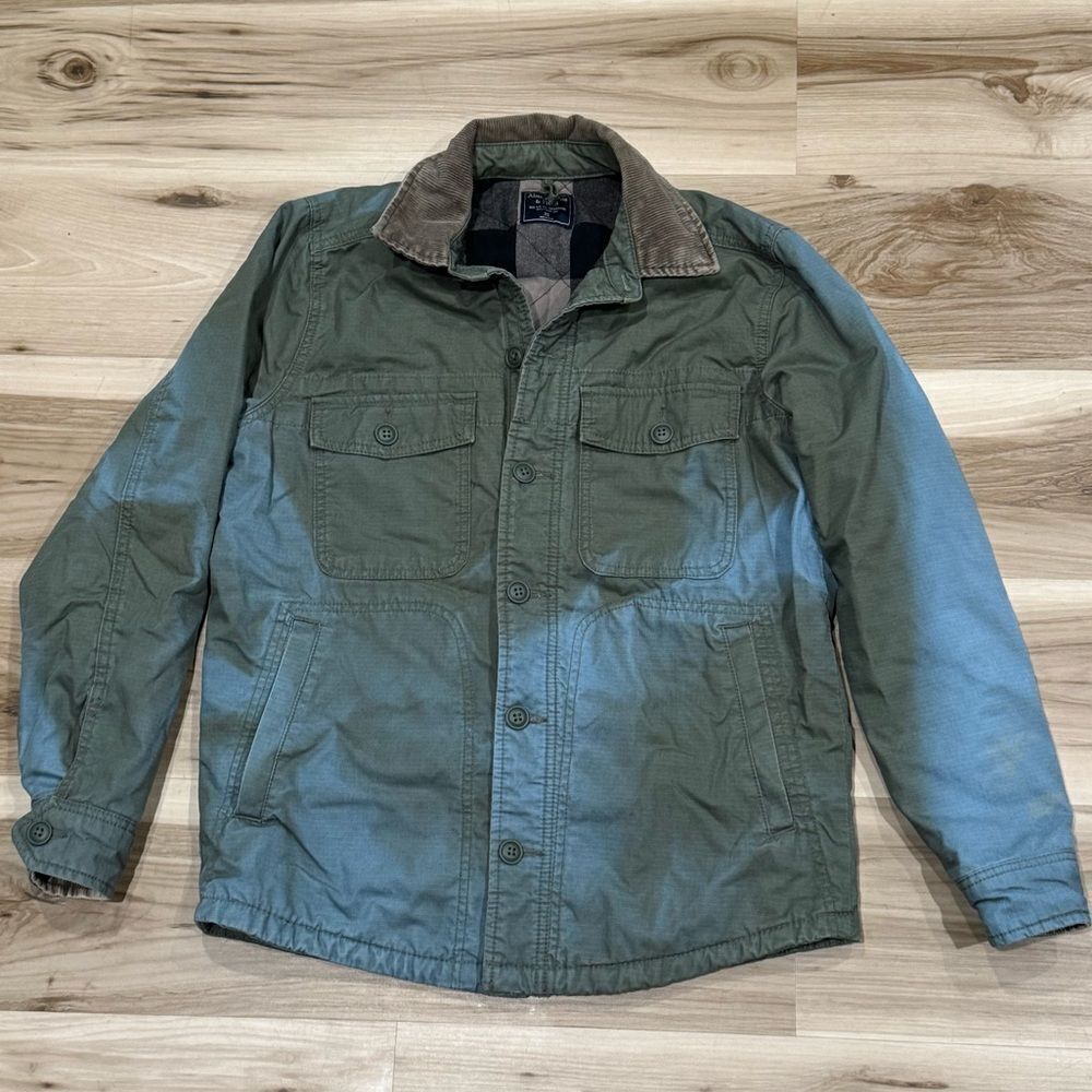 Abercrombie and Fitch Multicolored BlueβGreen Quilted Bomber Jacket Menβs XS